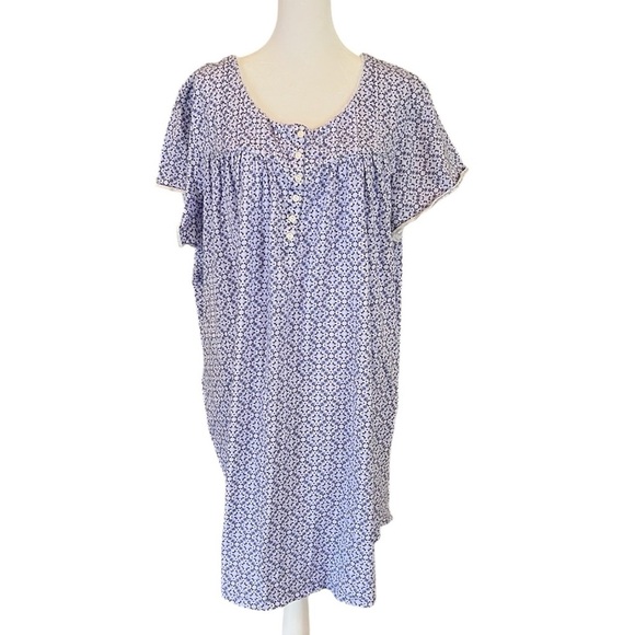 Aria Other - Aria Collection Purple Floral Patterned Cotton Nightgown 3X